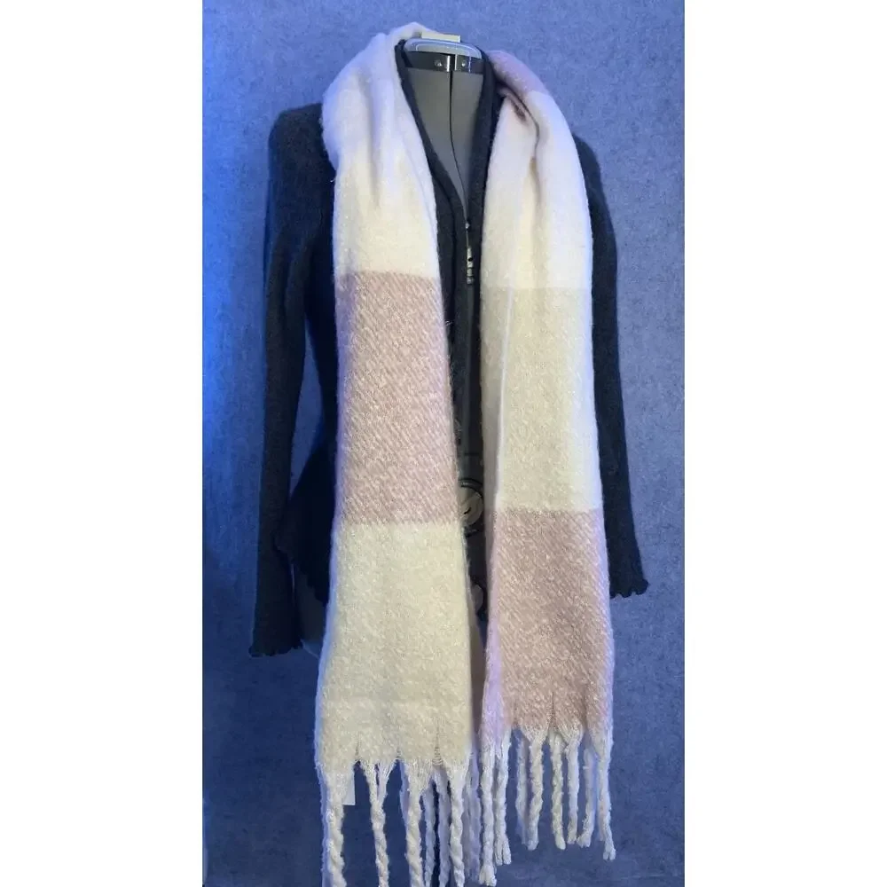 NWT Gentle Fawn Scarf, Pink Cream White, Womens One Size, Shawl Wrap Fringe Boho